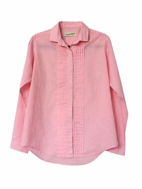 Diane Von Furstenberg VINTAGE 1980s Tuxedo-Style Pintuck Blouse Pink